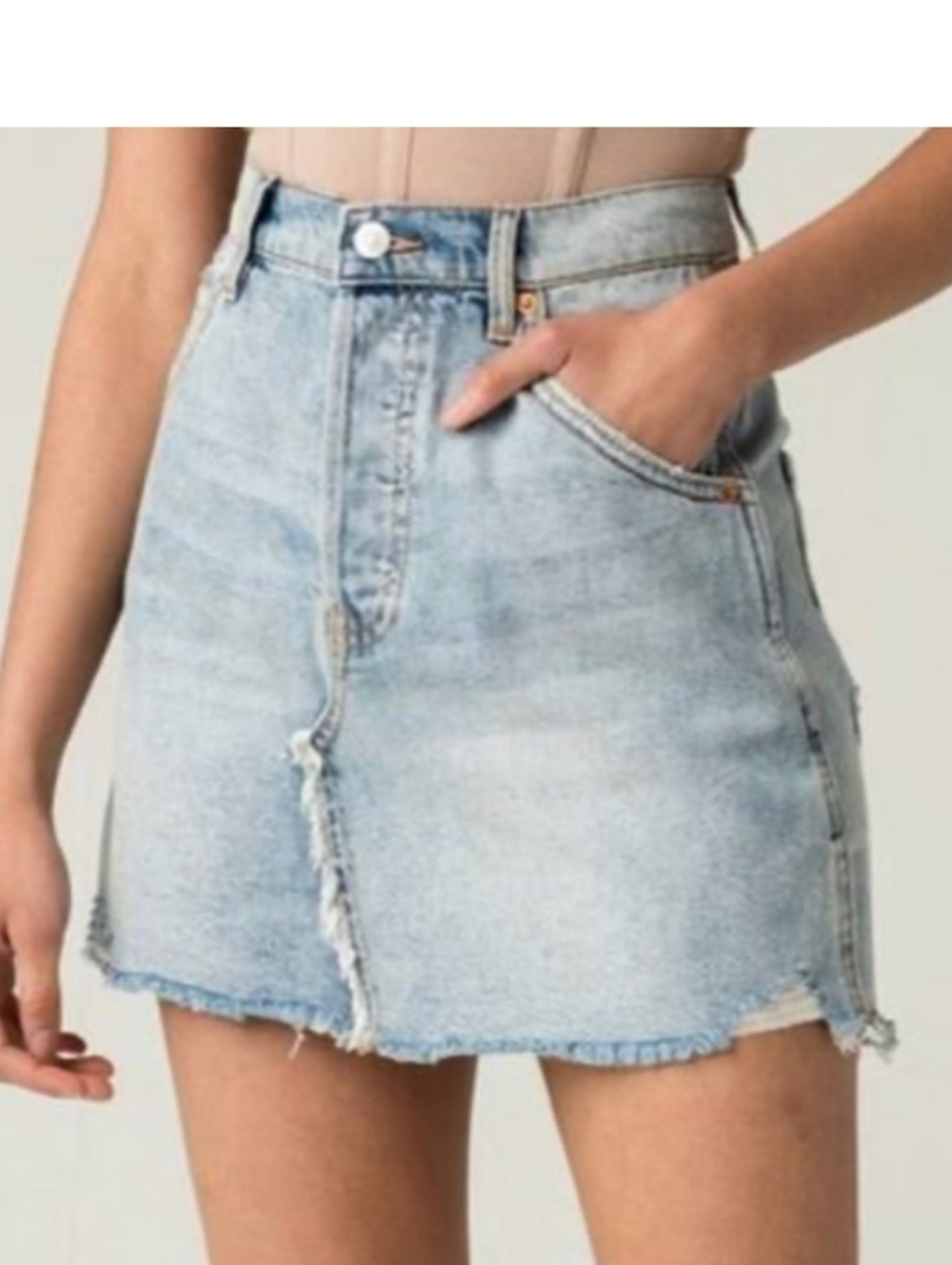 NWT Free People Brea Cutoff Denim Skirt In Mile High Blue